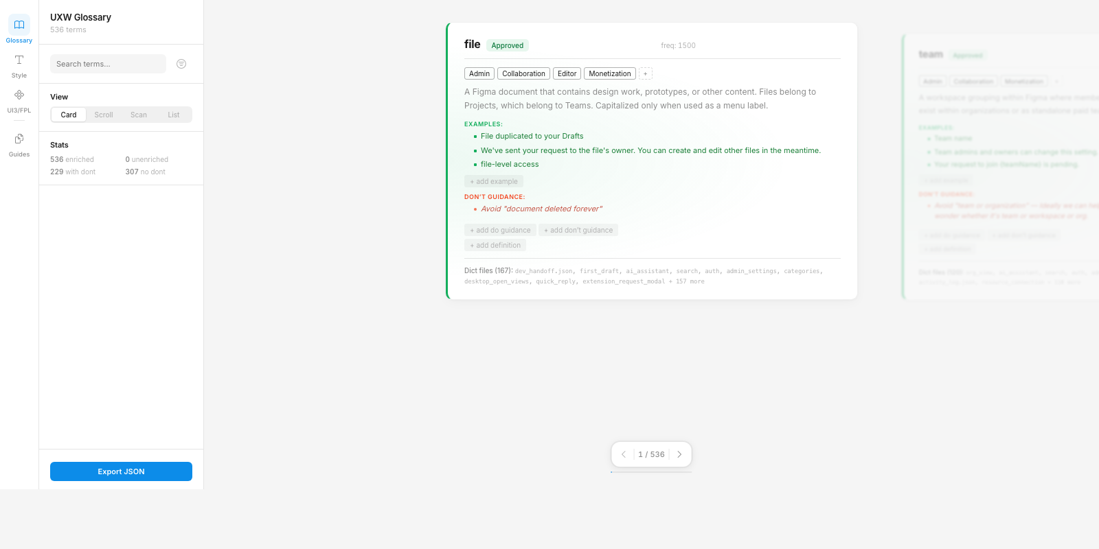 UXW Glossary Review Tool